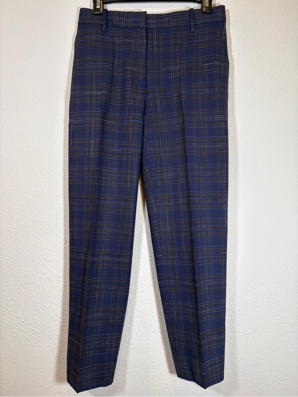 MM.LaFleur The Mejia Pant Navy Plaid Wool Crop Pants Size 4